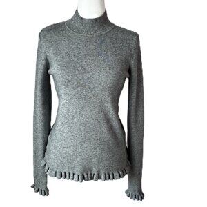 Buffalo David Bitton Mock Neck Sweater with Ruffle Trim size L